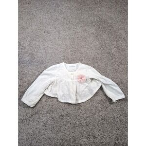 Paco Rabanne Baby White Eyelet‎ Bolero Shrug Flower Detail Size 100